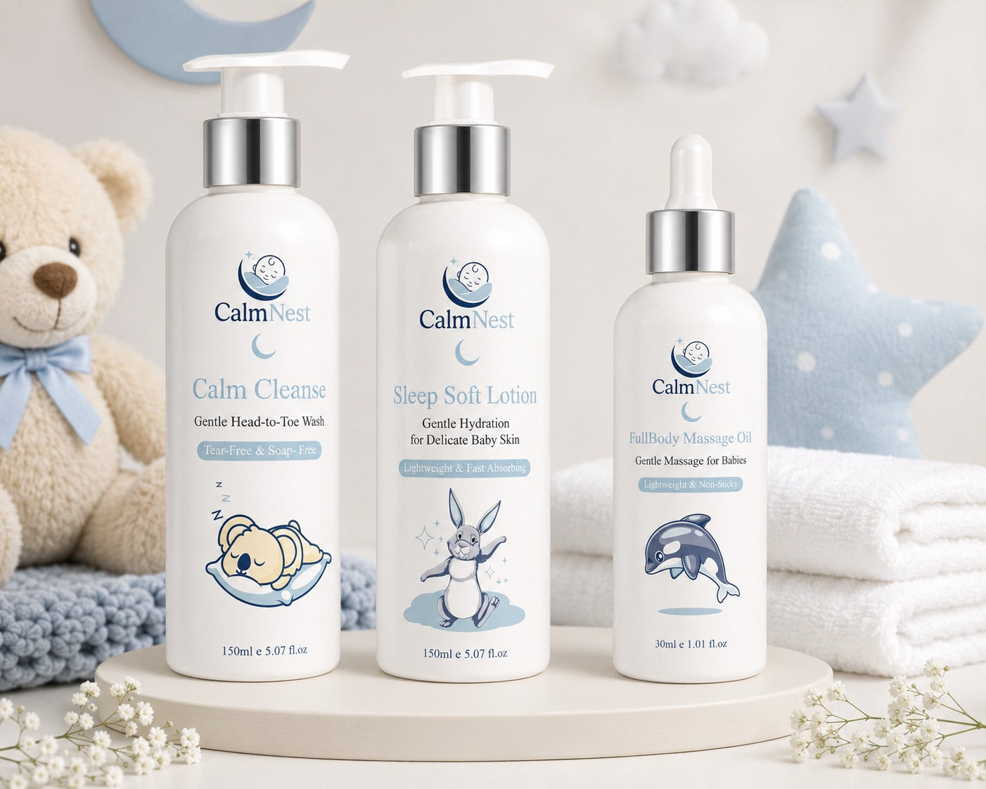CalmNest Sleep Routine Bundle – 3-Step Baby Care Set