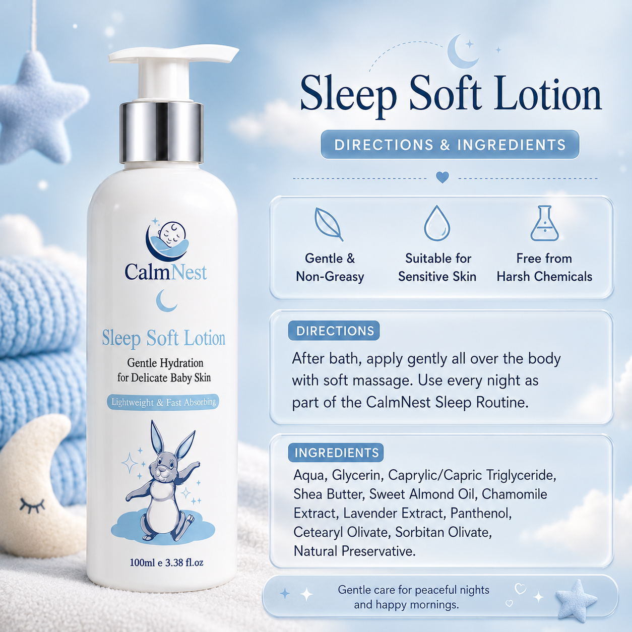 CalmNest Sleep Soft Lotion – Gentle Moisturizing Baby Lotion for Soft & Calm Skin