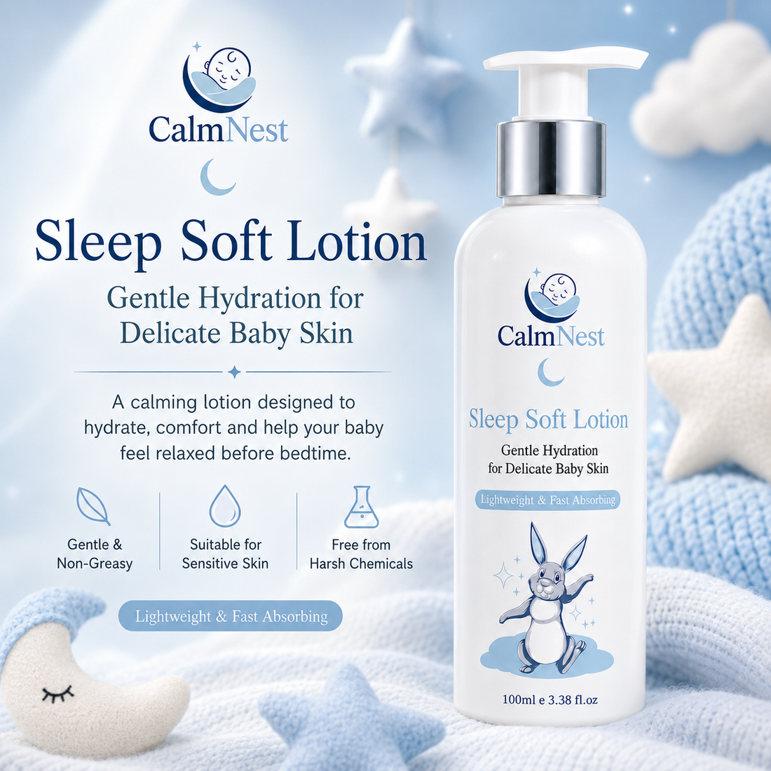 CalmNest Sleep Soft Lotion – Gentle Moisturizing Baby Lotion for Soft & Calm Skin